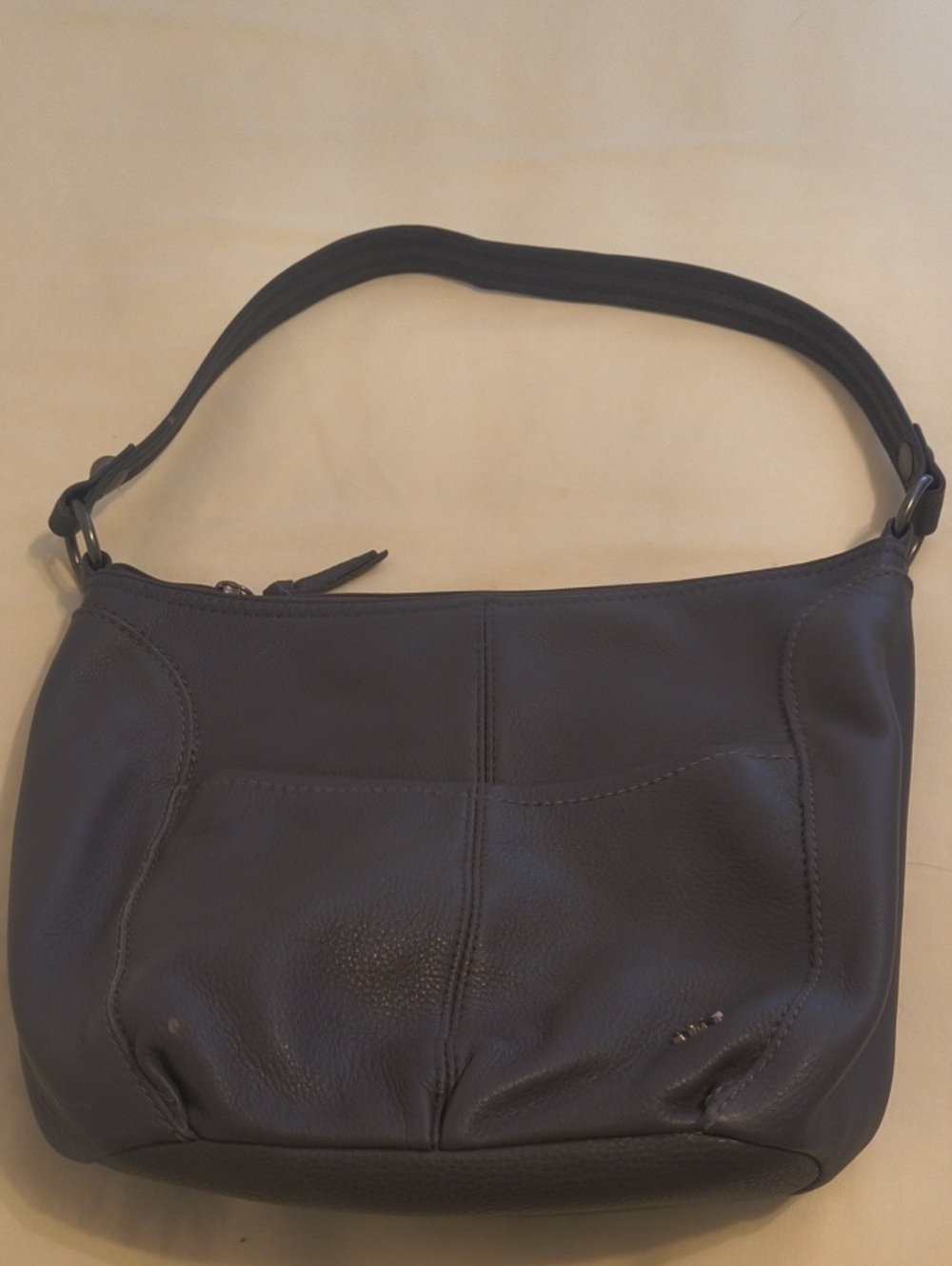 Classic Dark Grey Leather Shoulder Bag - The Sak